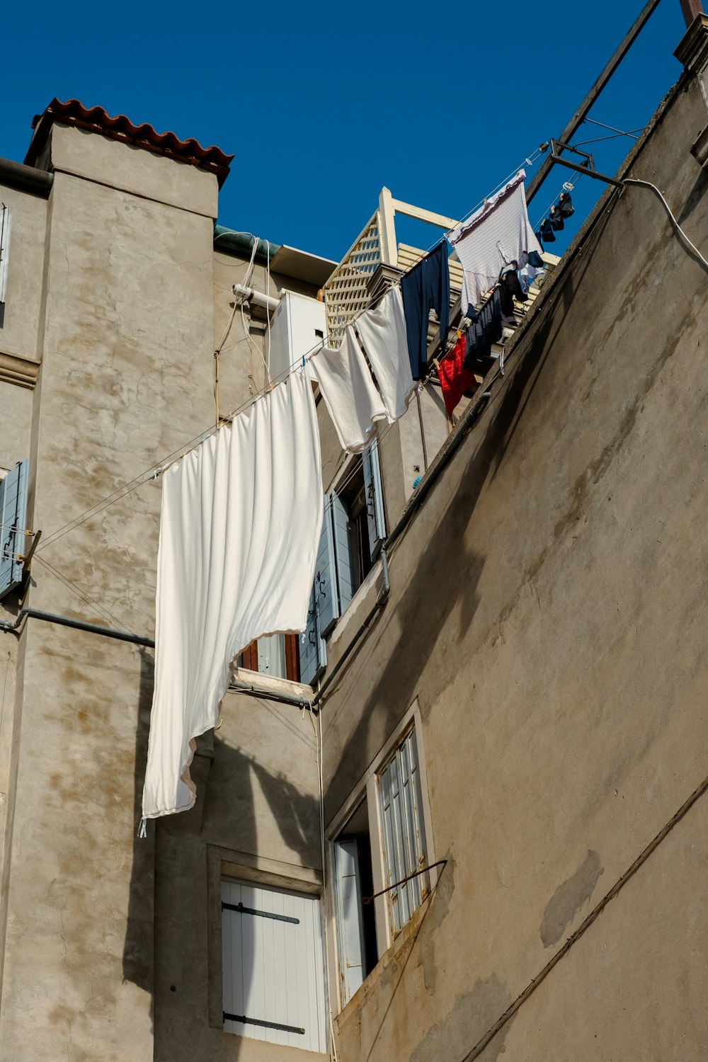 clothes hanging out to dry on a clothes line