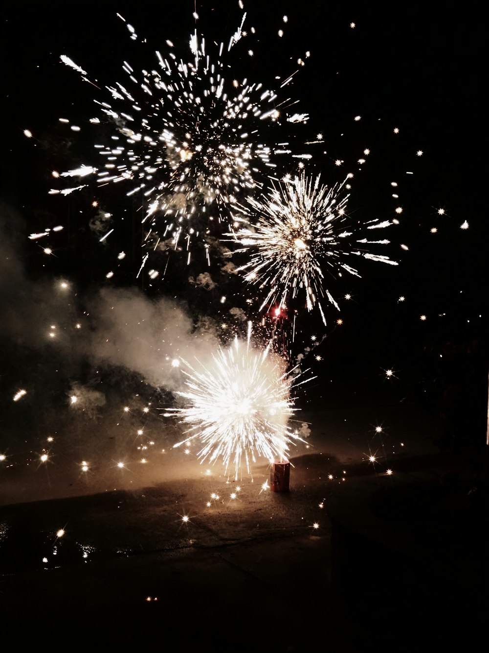 a firework display in the night sky