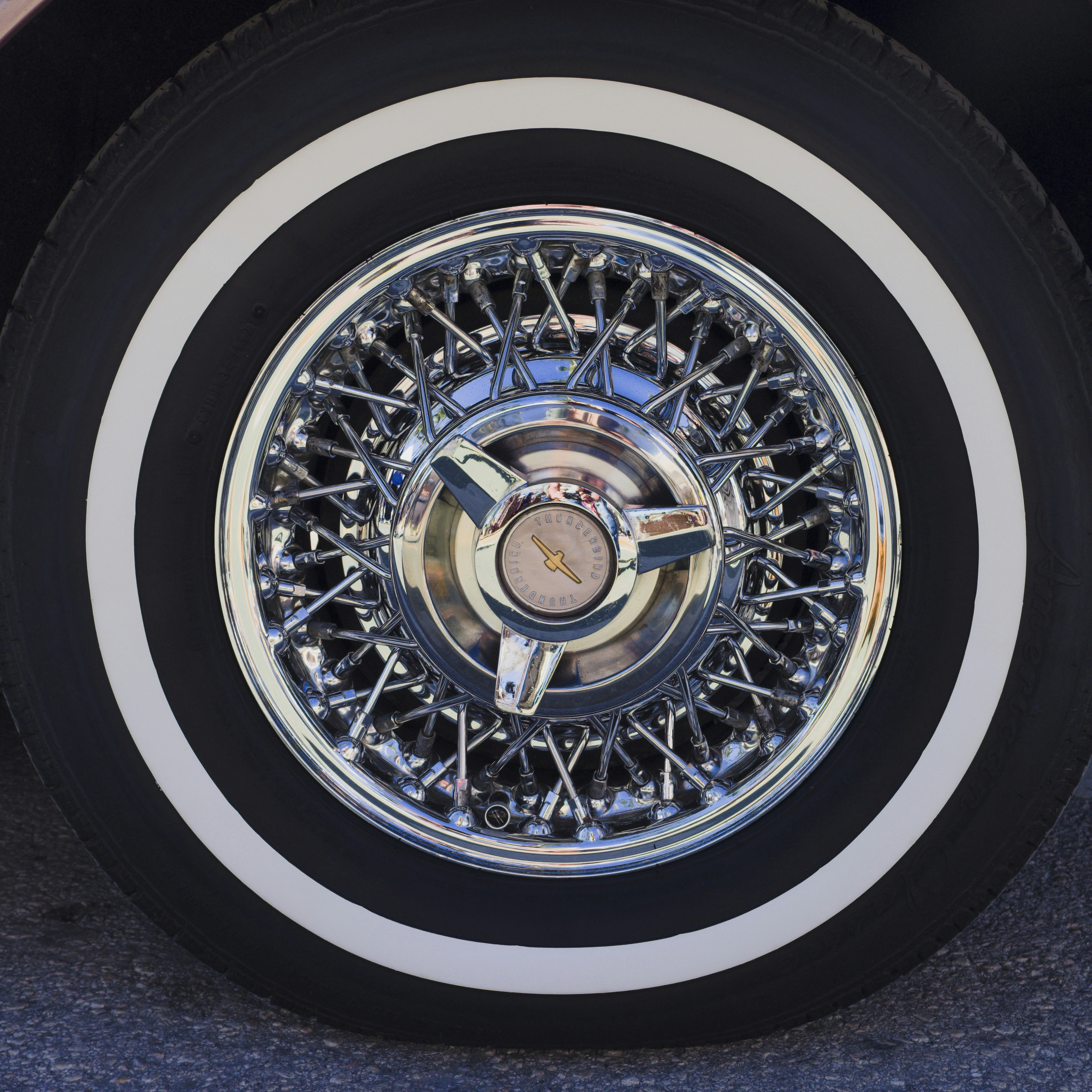 a close up of a tire on a car