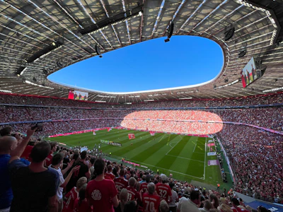 a large stadium filled with lots of people