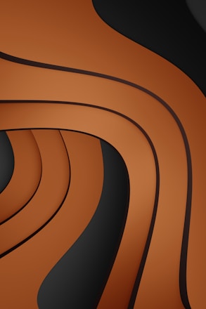 Abstract flowing lines create a layered pattern in shades of brown and black, with smooth curves and a sense of depth and motion.