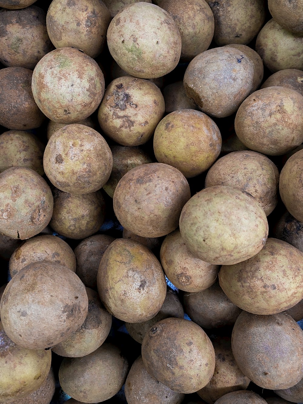 a pile of potatoes sitting next to each other