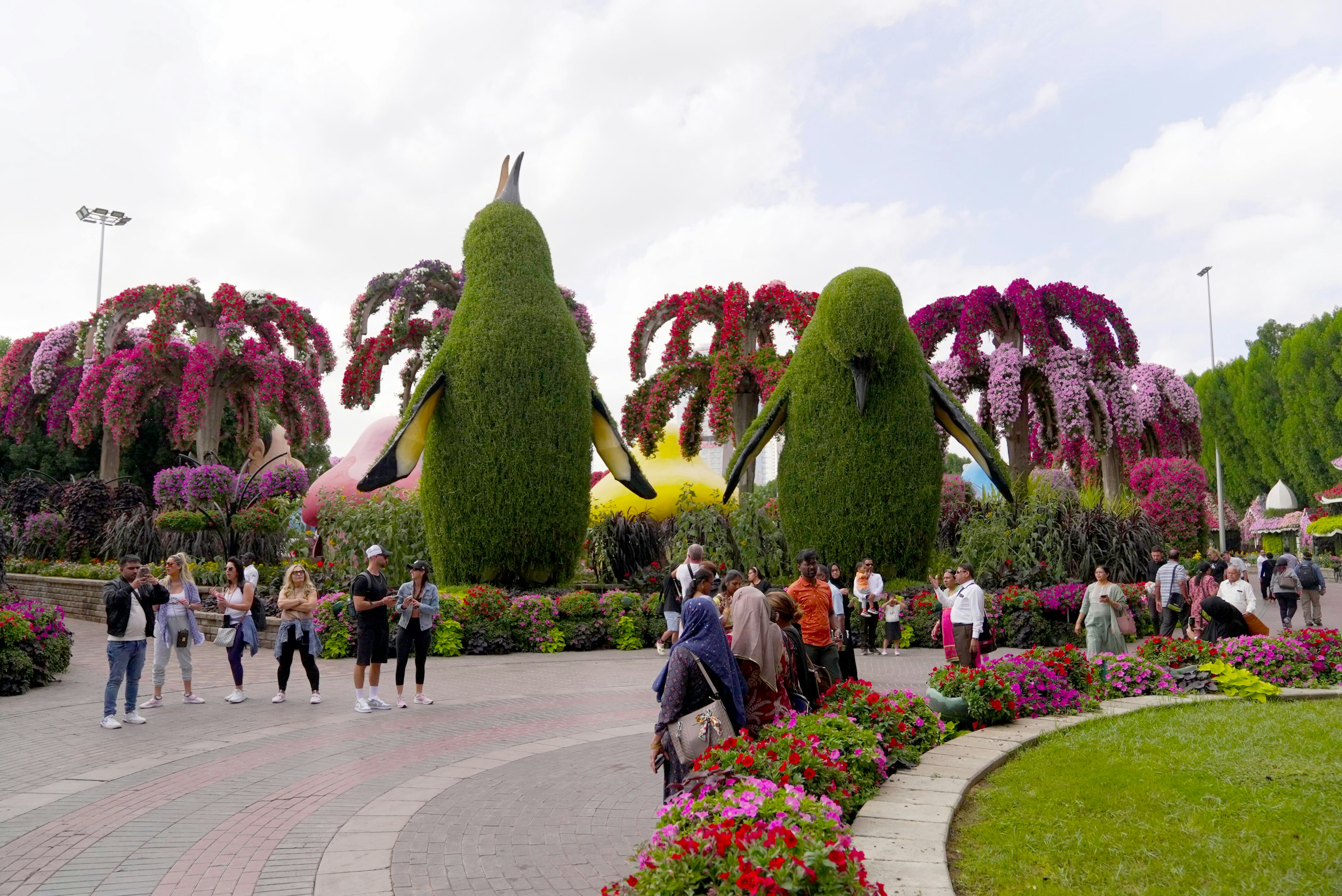 A group of people walking around a flower garden photo – Free Flower ...