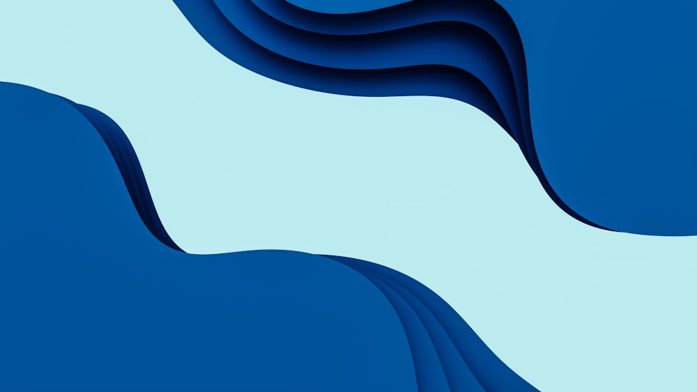 a blue and white background with wavy shapes