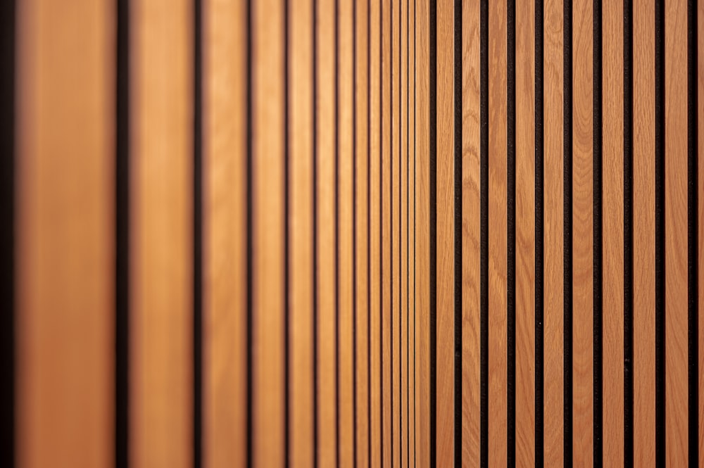 a close up of a wall made of wooden slats