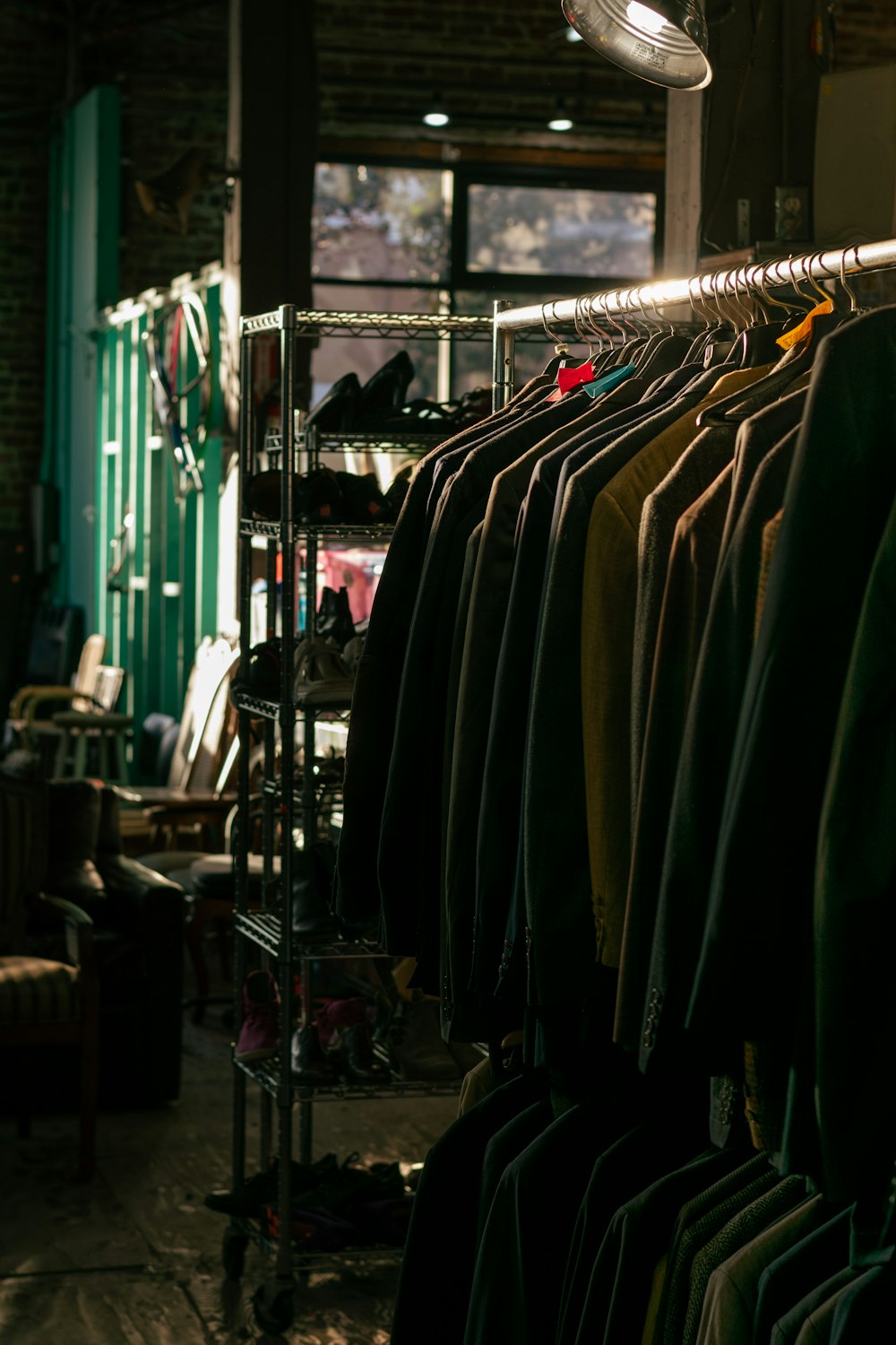 a rack of shirts in a clothing store