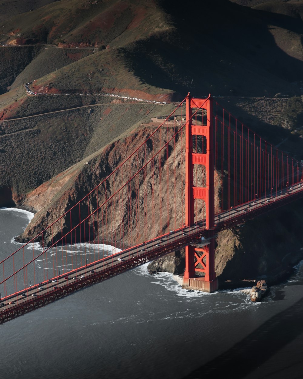 the golden gate bridge over looking the ocean