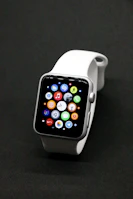 A stylish smartwatch showing health tracking features on its bright display