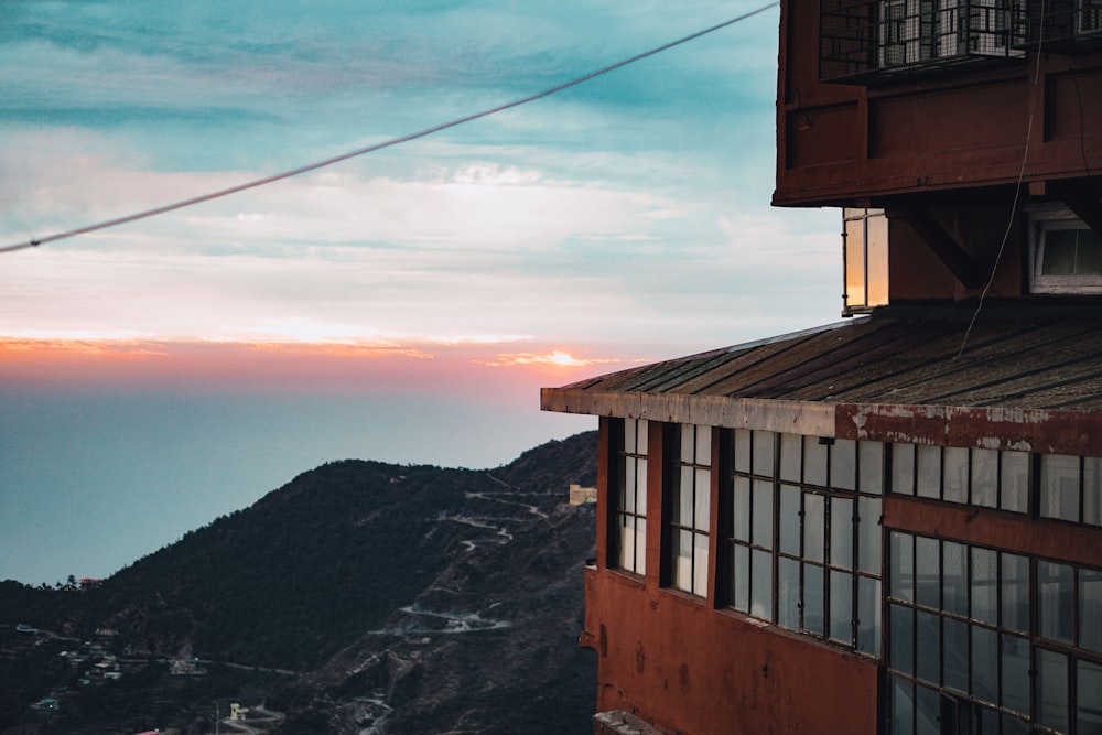 a view of a sunset from a high building