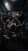 a black and white photo of an engine