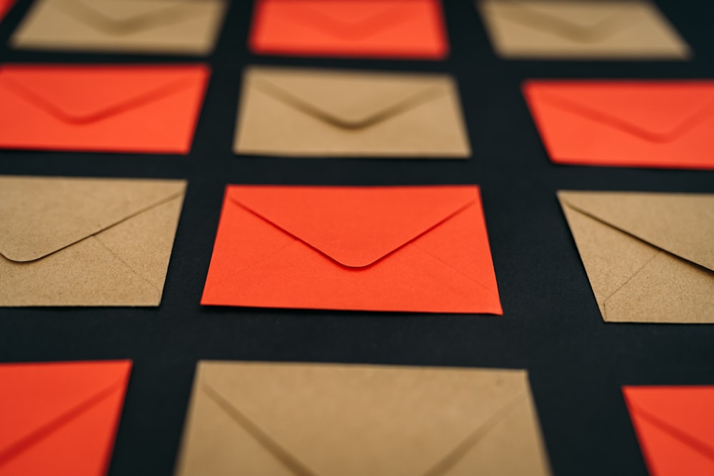 a close up of an envelope on a table