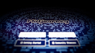 a close up of a computer screen with the words mid - journey on it