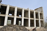 a bike parked in front of a building under construction