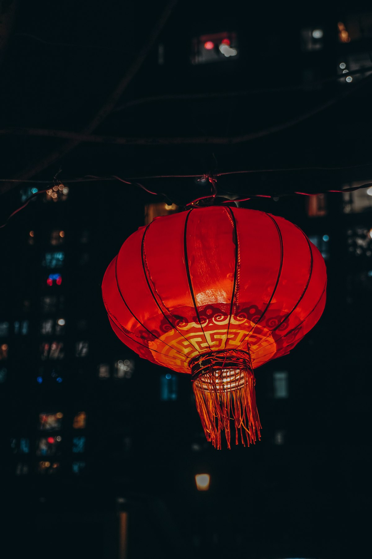Red lanterns hanging during Lunar New Year celebrations in China, symbolizing the holiday spending push