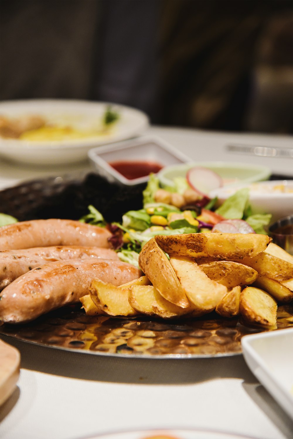 a plate full of food on a table