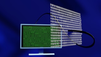 a computer monitor with a lot of code on it