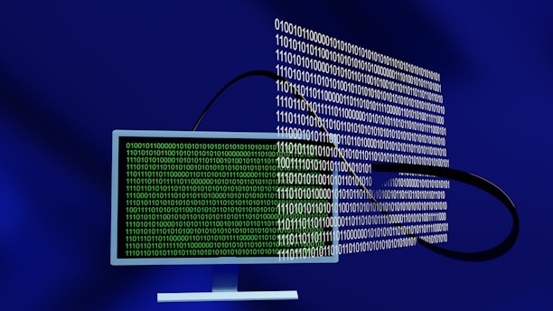a computer monitor with a lot of code on it
