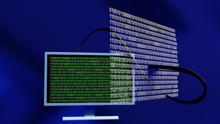 a computer monitor with a lot of code on it