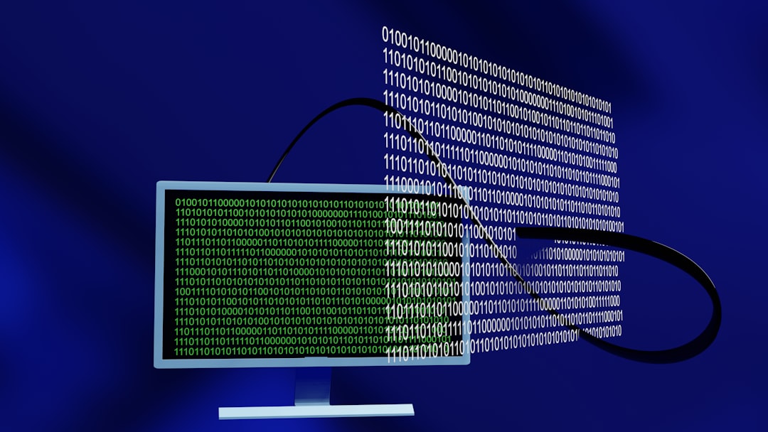 a computer monitor with a lot of code on it, 3D render
