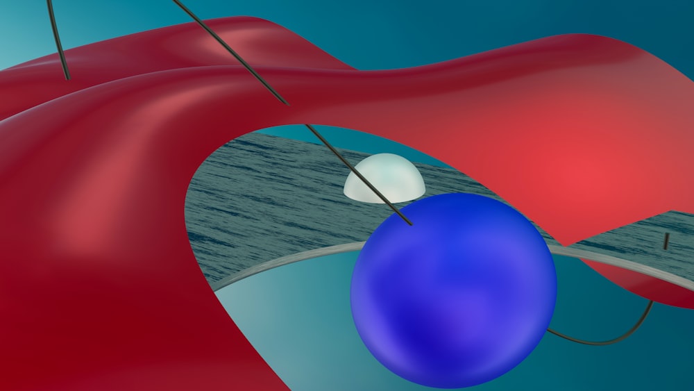a computer generated image of a red and blue object