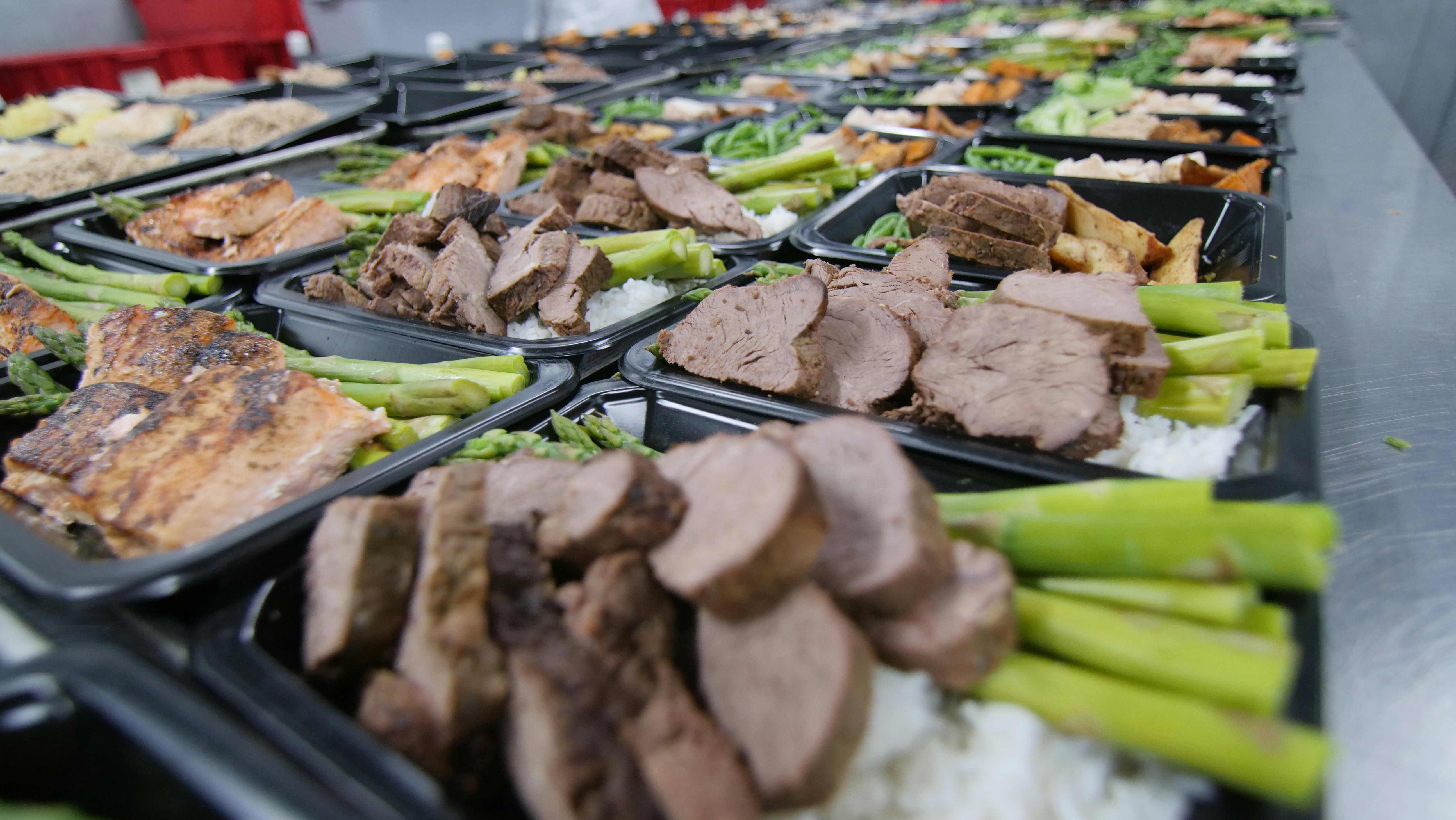 a buffet table filled with different types of food