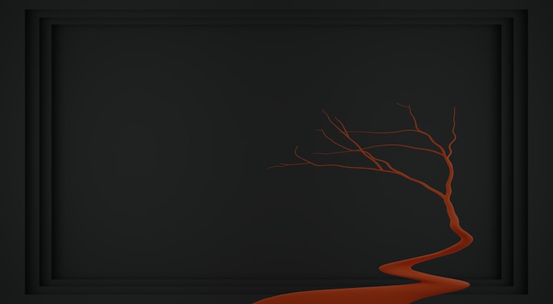 A minimalist ink drawing of a lone tree against a soft, textured background.