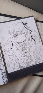 Gentle pastel drawing of a child holding a devotional book with simple geometric shapes