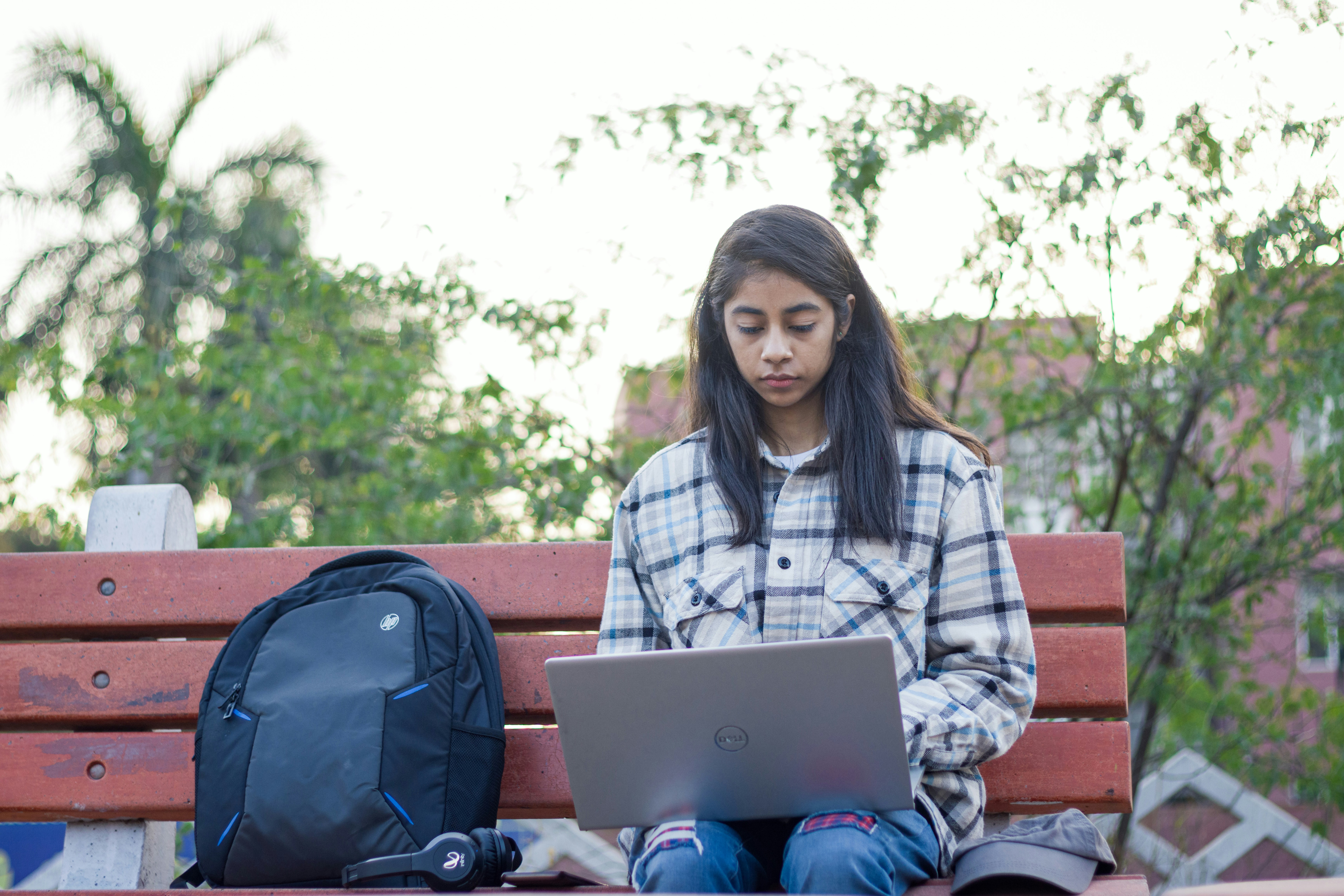 Young Indian Girl Is Using Laptop