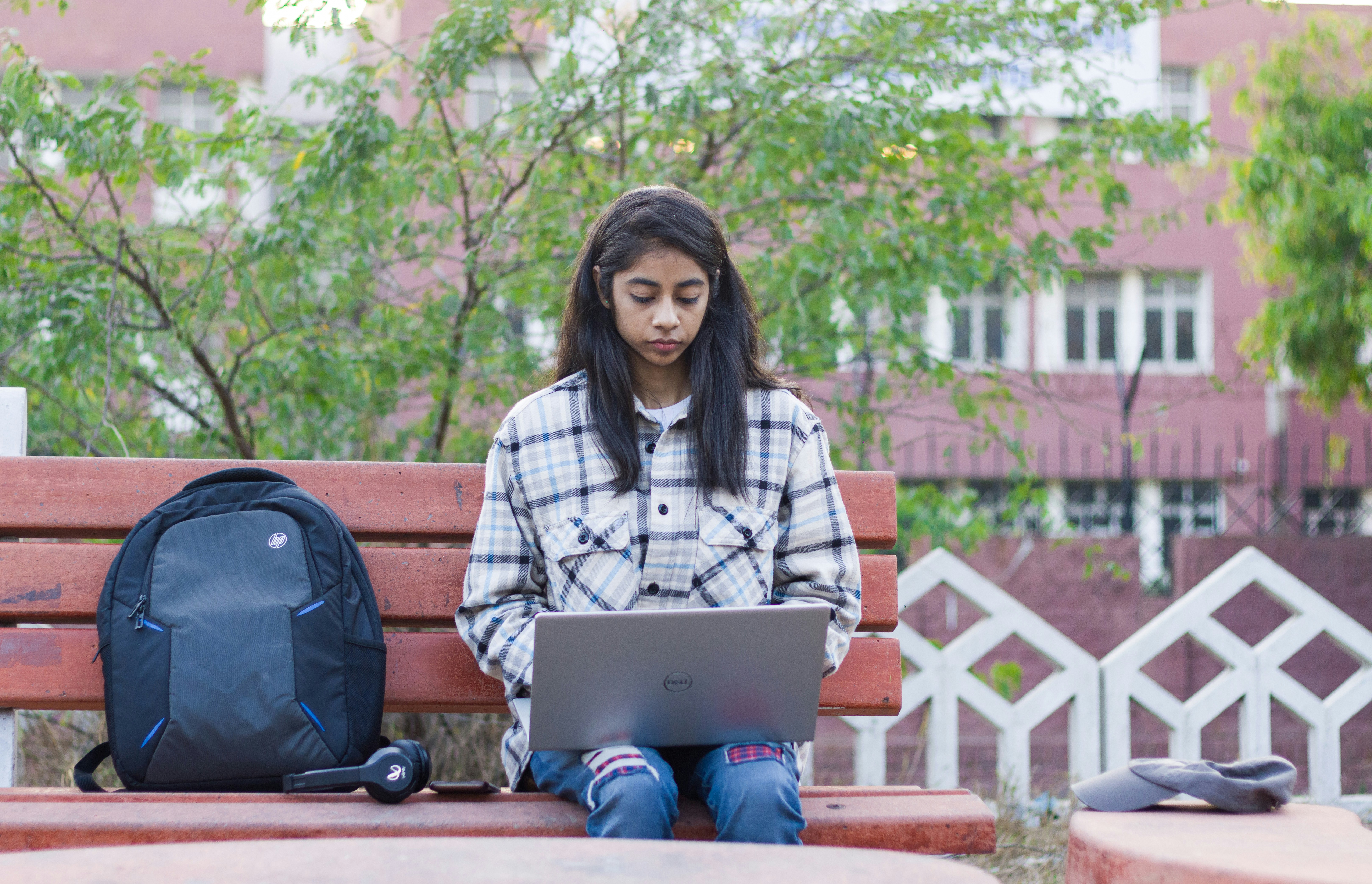 Young Indian Girl Is Using Laptop