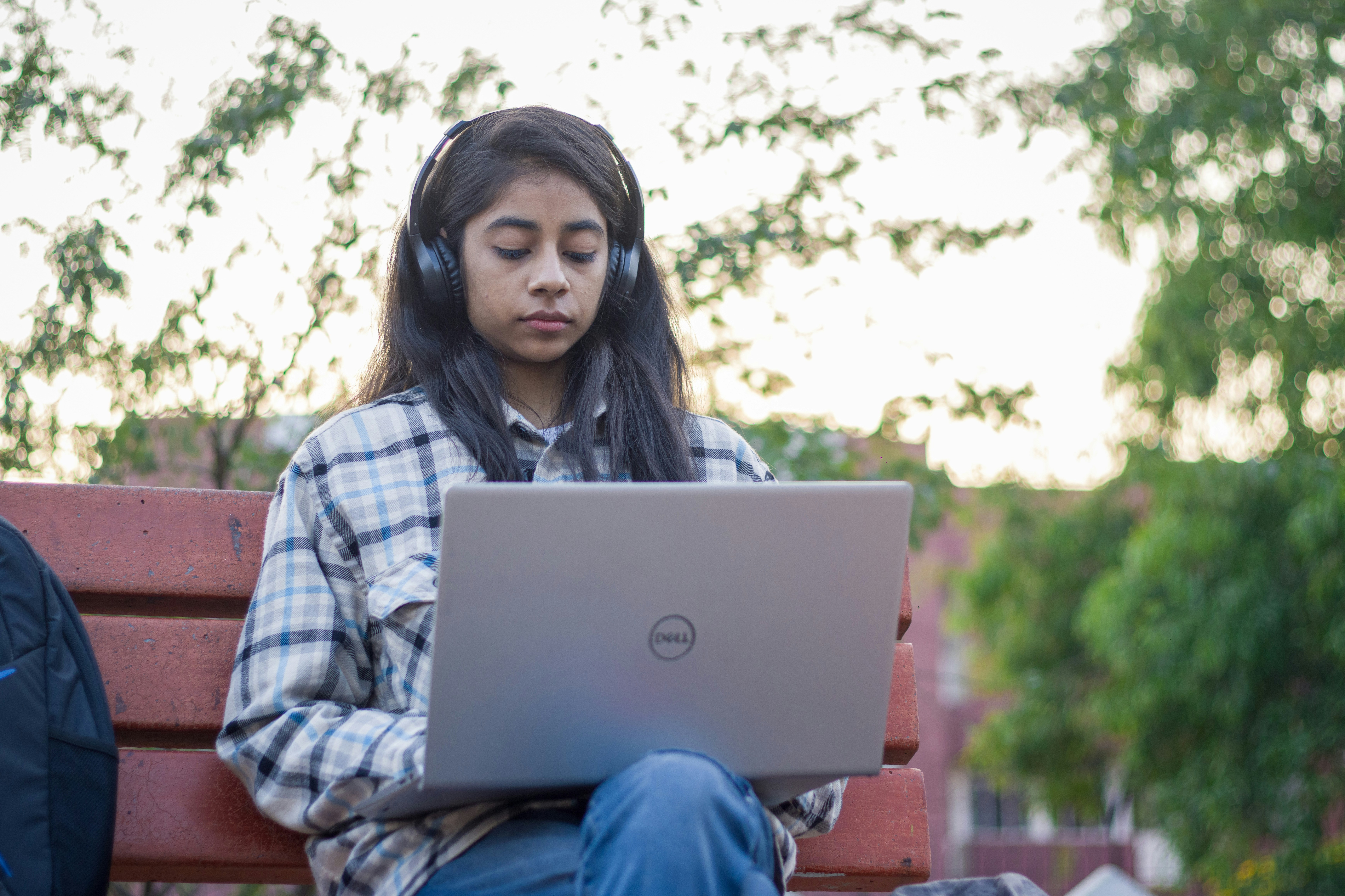 Young Indian Girl Is Using Laptop