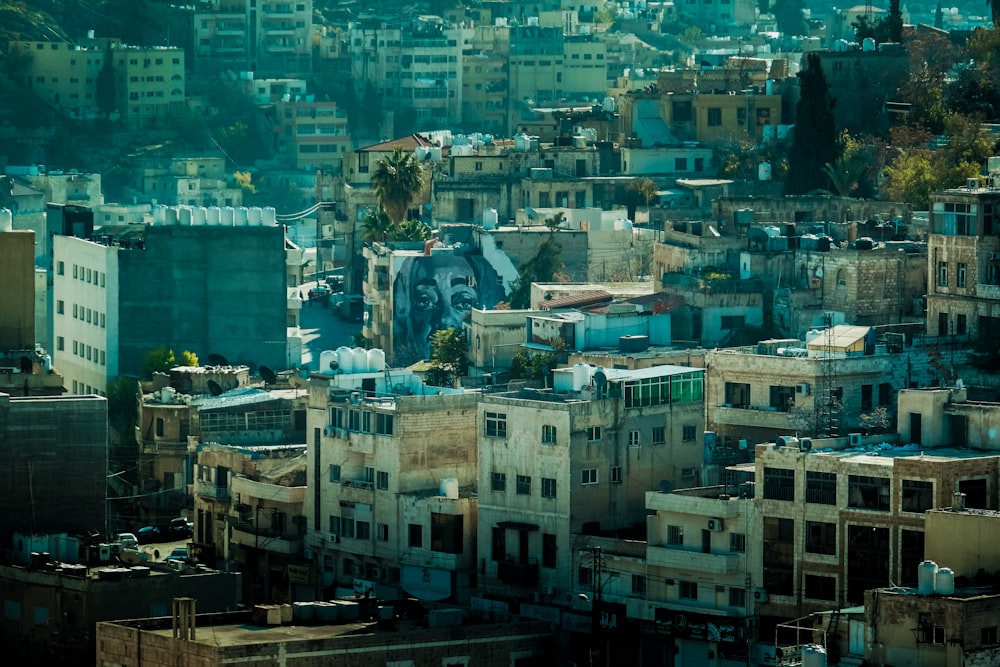 a view of a city with lots of buildings