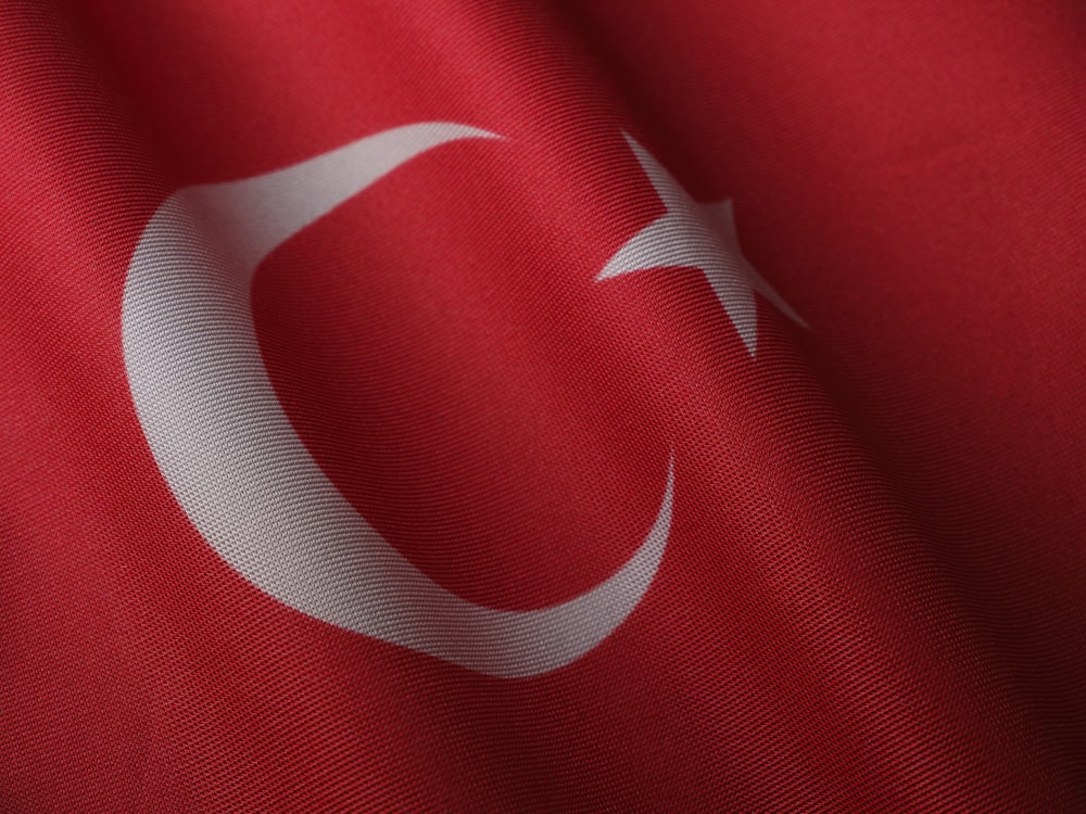 um close up da bandeira da Turquia