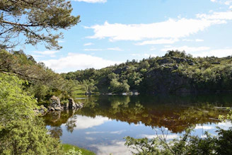 A beautiful lakeside parcel at Lago Rapel with calm water and lush trees surrounding the area.