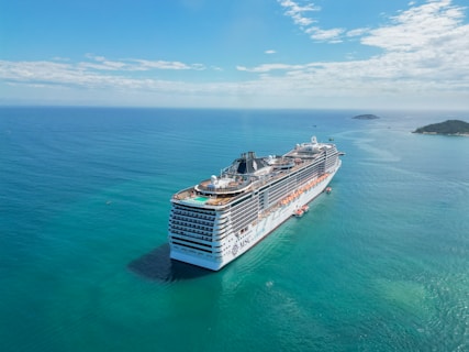 a large cruise ship in the middle of the ocean