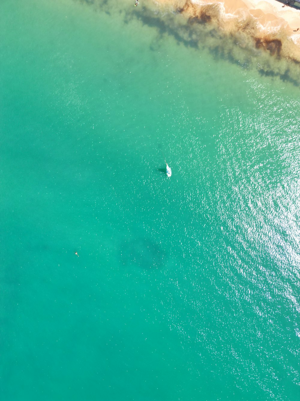 an aerial view of a body of water