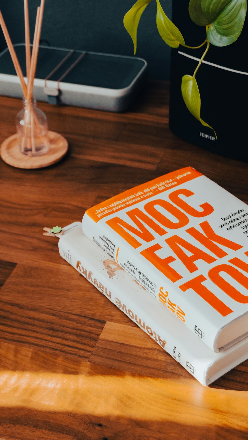 a book sitting on top of a wooden table