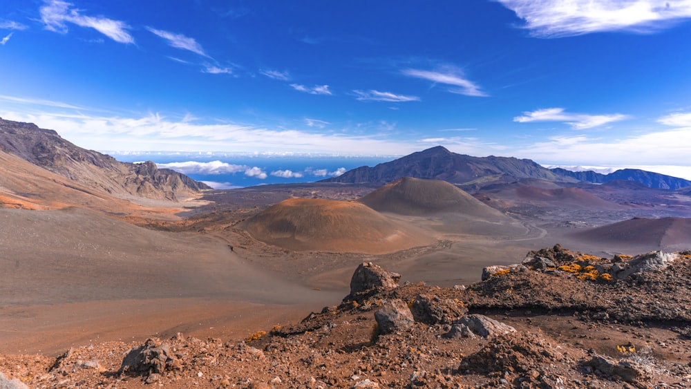 a view of a mountain range in the desert