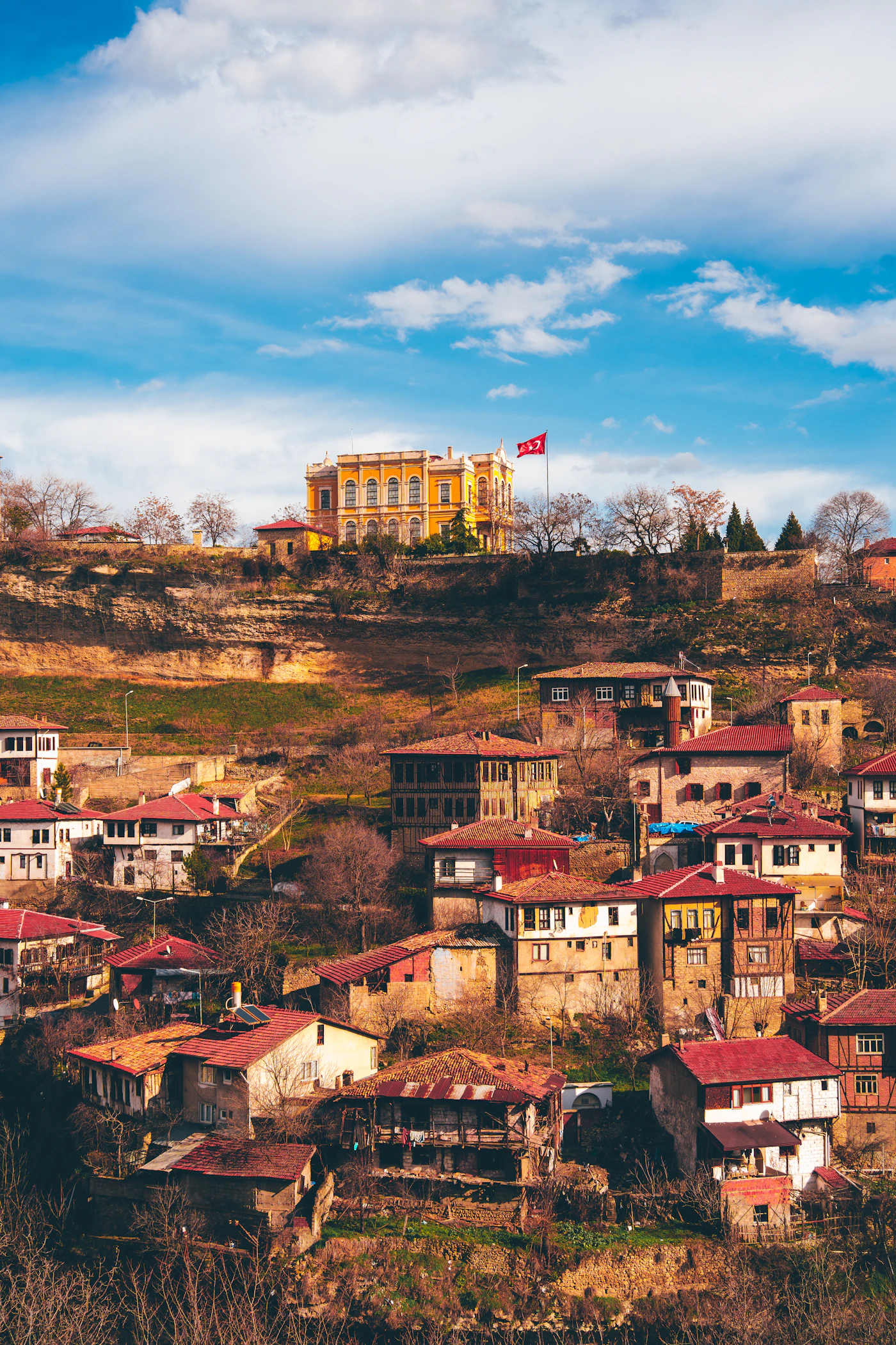 Traditional red-roofed Ottoman houses across Safranbolu, Turkey