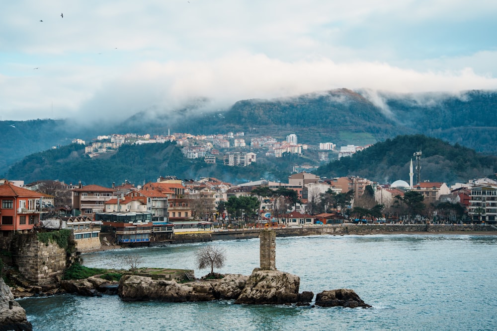 a view of a city from across the water