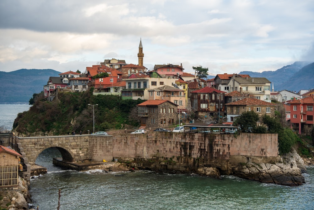 a city with a bridge over a body of water