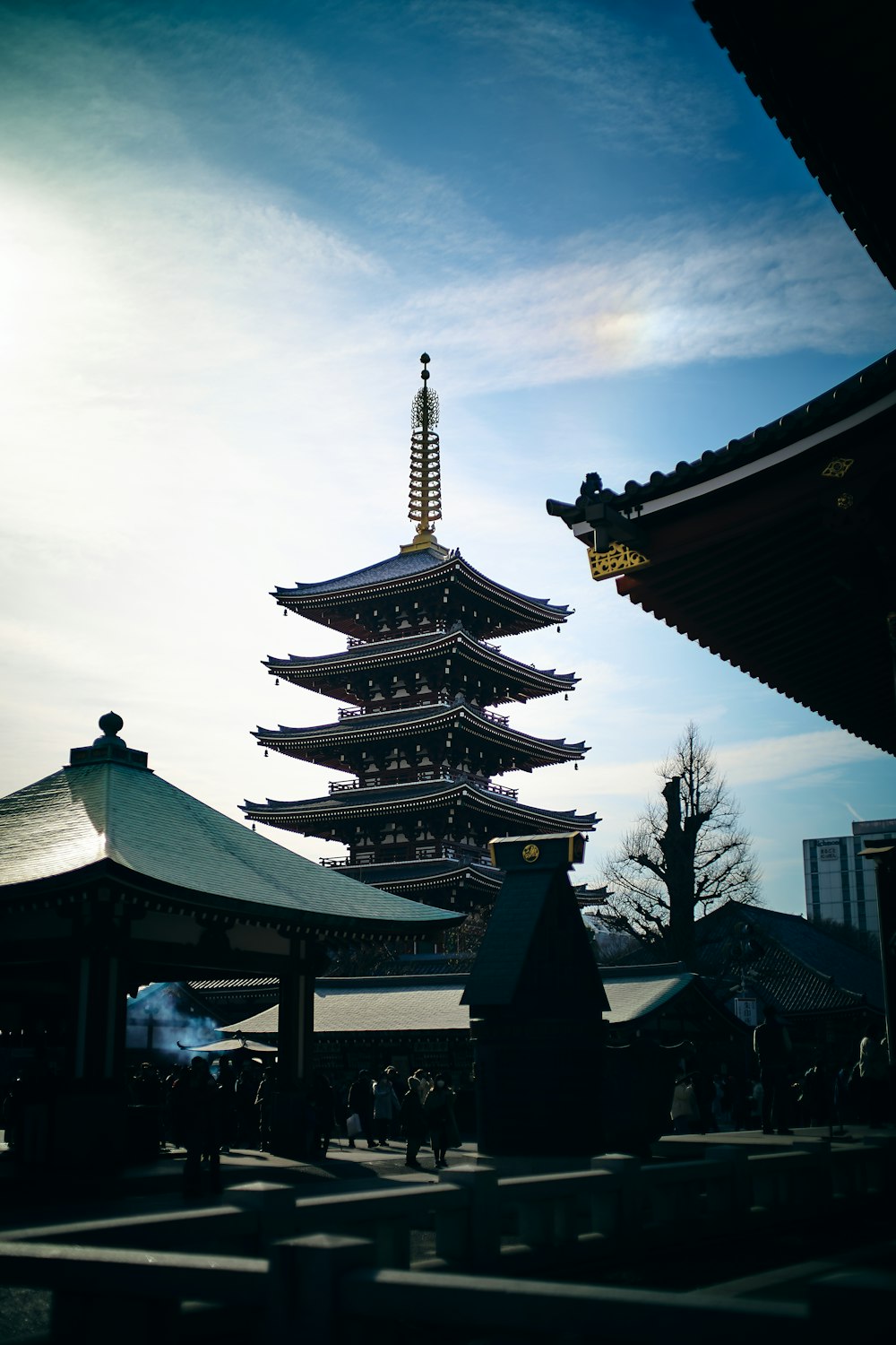 a tall pagoda with a sky in the background
