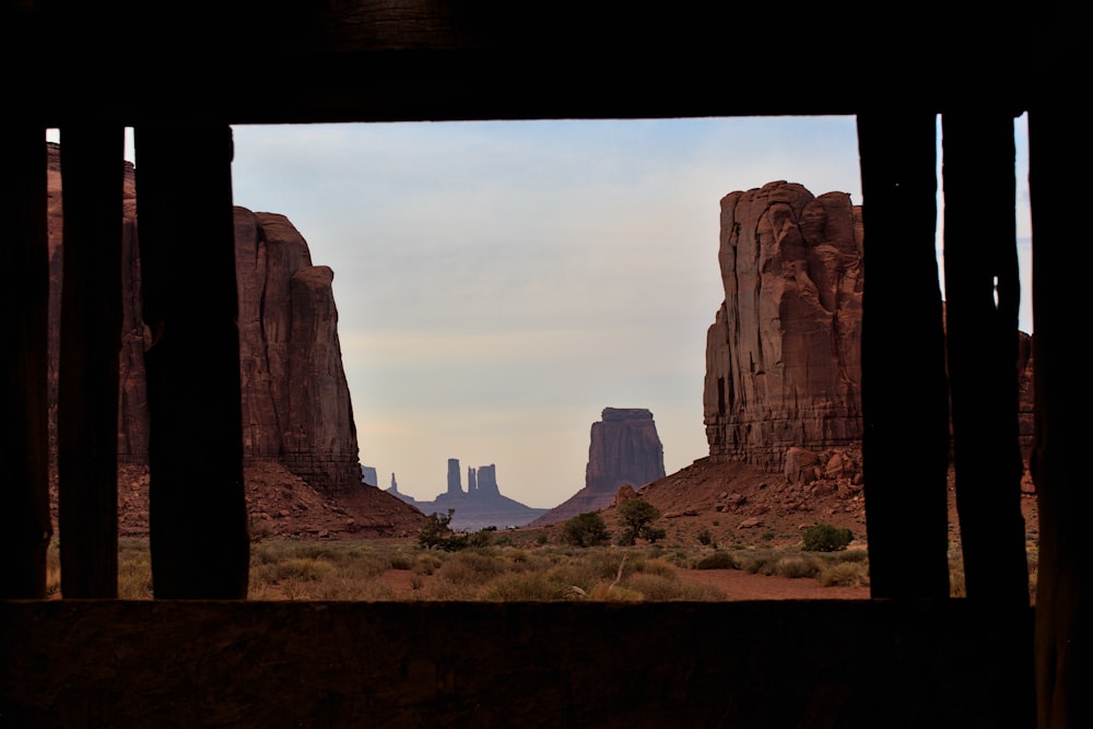 a view of the desert through a window