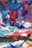A colorful abstract painting with vibrant splashes and swirls of red, blue, pink, white, and green. The textures are dynamic, with layers overlapping and mixing in a chaotic yet harmonious manner. The paint appears to be thickly applied, creating a tactile surface.