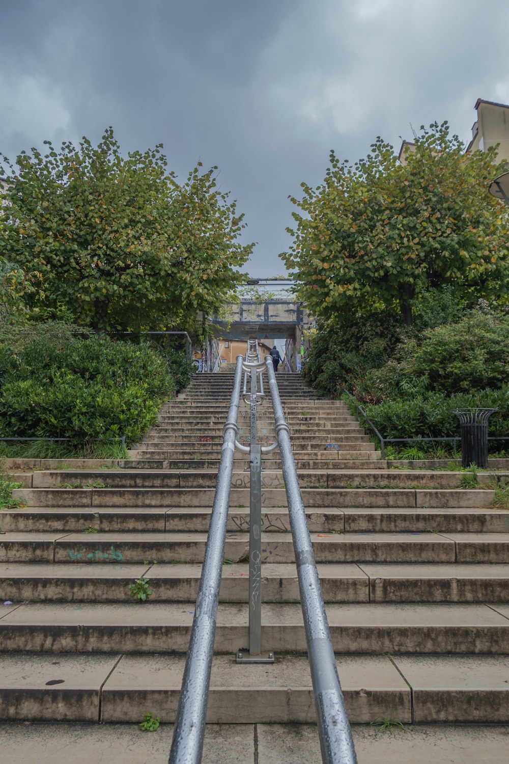 a set of stairs leading up to the top of a hill