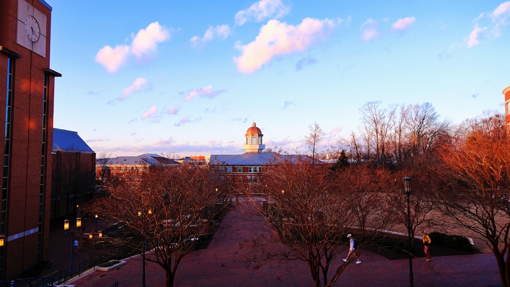 a view of a clock tower in the distance