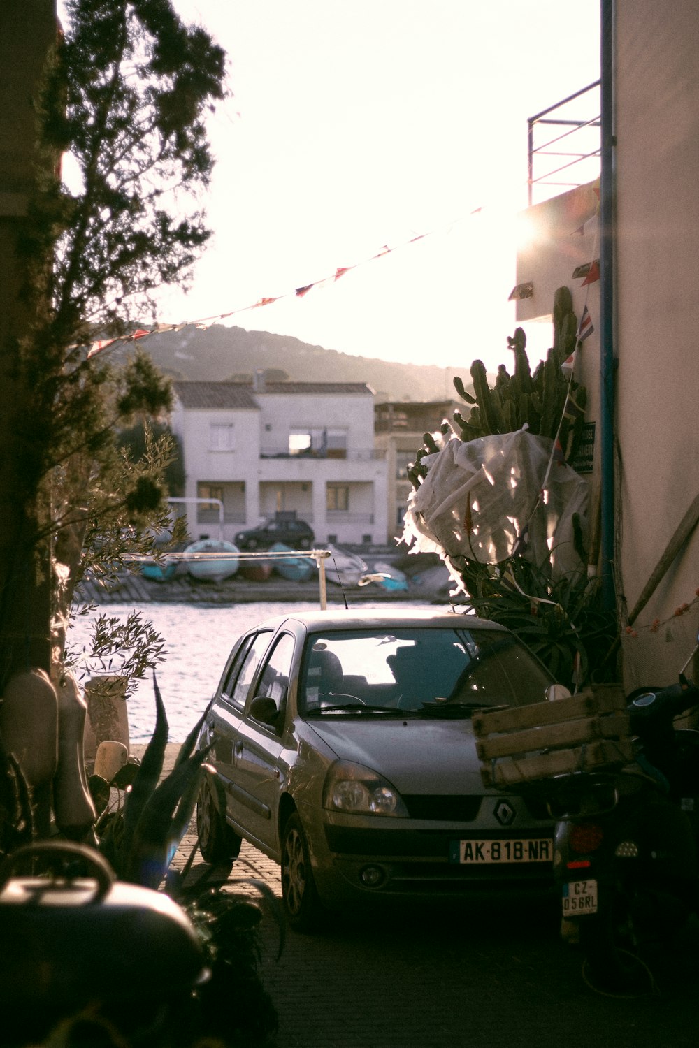 a car parked on the side of a street