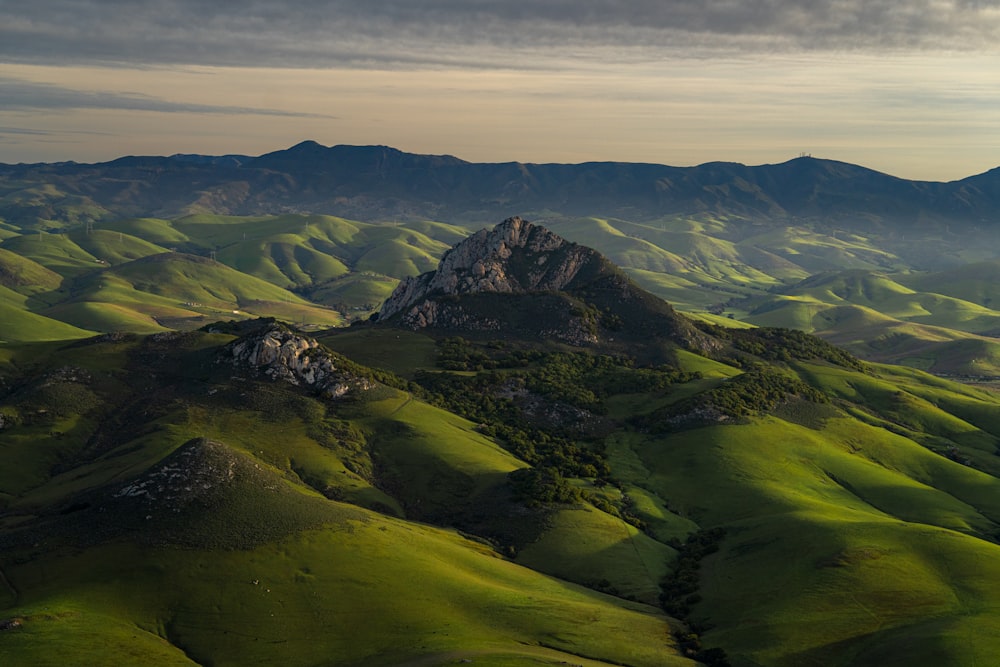 a view of a mountain range from a plane