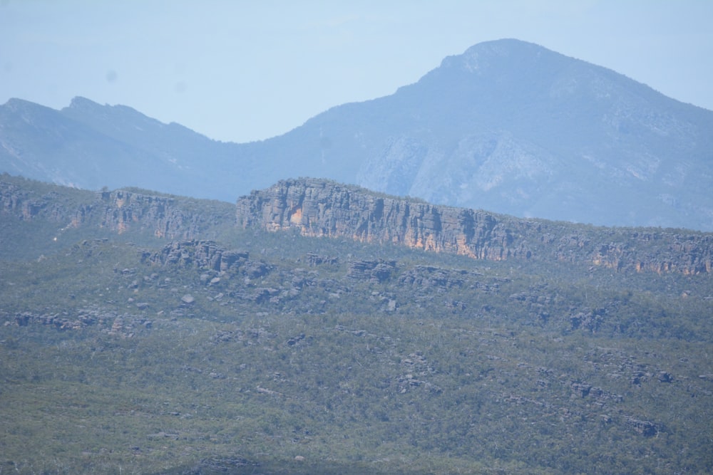 a view of a mountain range from a distance