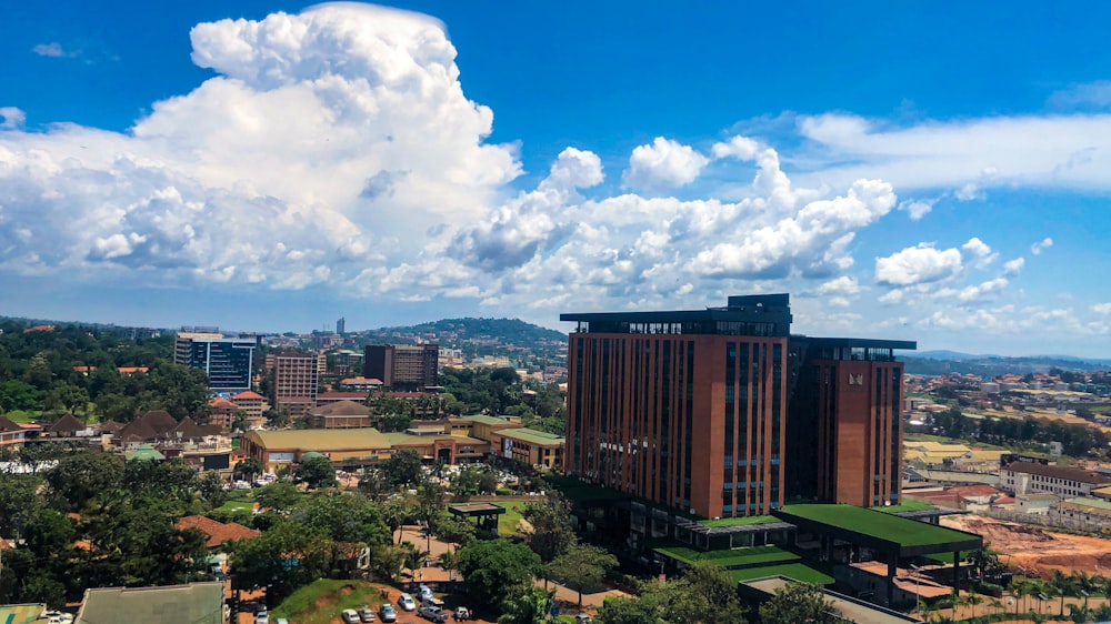 a view of a city from a tall building