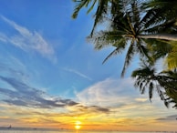 A stunning sunset over a tranquil beach, evoking peace.